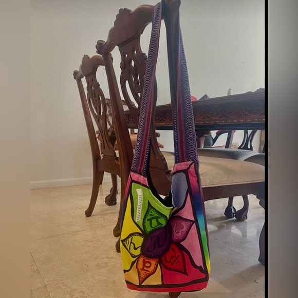 Colorful Multicolor Women's OM Symbol Crossbody Shoulder Bohemian Bag NWT - Picture 2 of 8